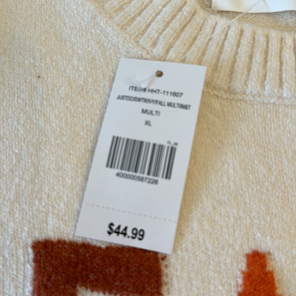 NWT! MIA & Tess Cream Sweater with FALL Lettering, sz XL - Picture 3 of 4